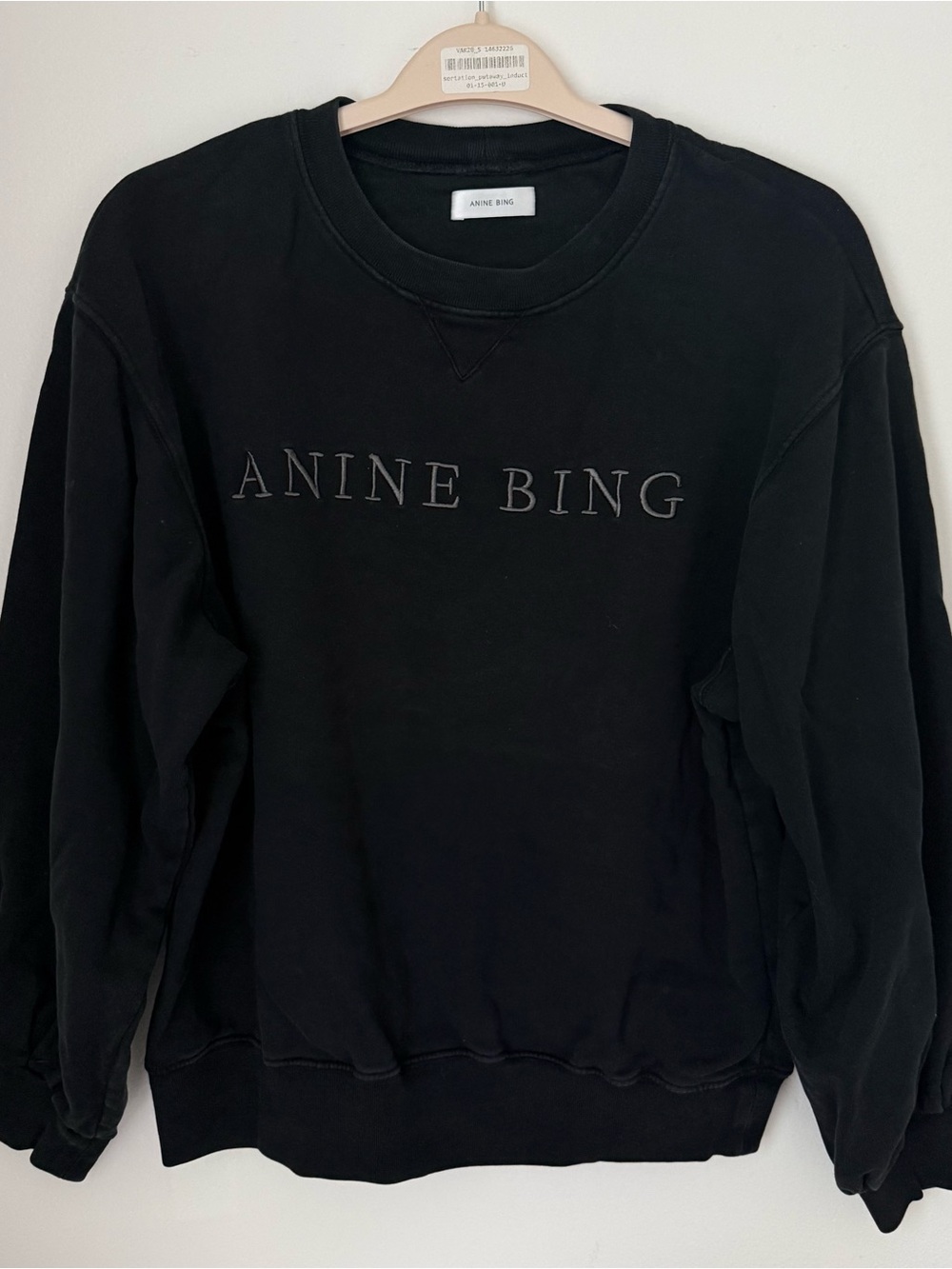 Anine Bing Black Logo Crewneck Sweater